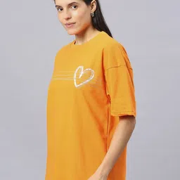 HOUSE OF RS Women Scribbled Heart Printed Oversized T-shirt image 3