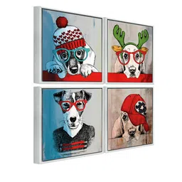 999Store Set of 4 Grey & Red  Dogs Art Painting Wall Art image 3