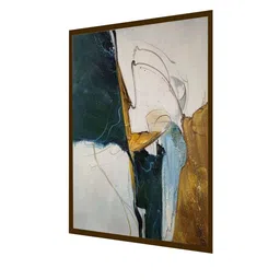 The Art House White & Green Abstract Painting Wall Art Brown Frame image 3