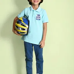 NUSYL Boys Typography Printed Polo Collar T-shirt image 3