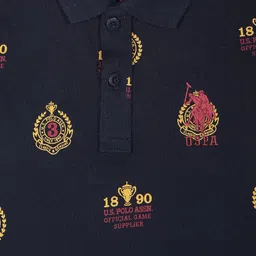 U.S. Polo Assn. Kids Boys Typography Printed Polo Collar Pure Cotton T-shirt image 3