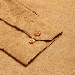 SOJANYA Men Khaki Solid Classic Formal Shirt image 2