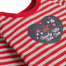 Beverly Hills Polo Club Girls Striped Long Sleeves Applique Casual T-shirt image 3