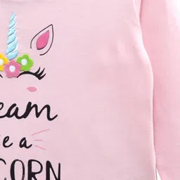 a.t.u.n. A T U N Girls Pink Typography Printed Applique T-shirt image 3