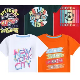 EIO Kids Pack Of 5 Printed Cotton T-shirt image 2