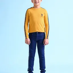 U.S. Polo Assn. Kids Boys Yellow Solid Pure Cotton T-shirt image 2