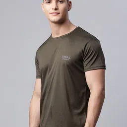 mack jonney VIMAL JONNEY Men Olive Green & Navy Blue 2 T-shirt image 3