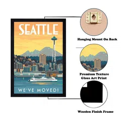 Gallery99 Blue & Orange Seattle We'Ve Moved Painted Framed Wall Art image 4