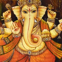 Gallery99 Orange Colored & Brown Ganpati ji Framed Painting Wall Art image 3