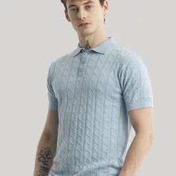 Snitch Men Striped V-Neck Slim Fit T-shirt image 4