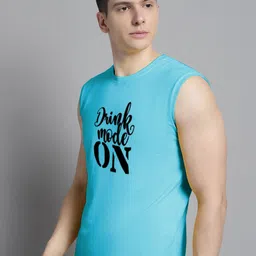 FBAR Typography Printed Sleeveless Slim Fit Pure Cotton T-shirt image 4