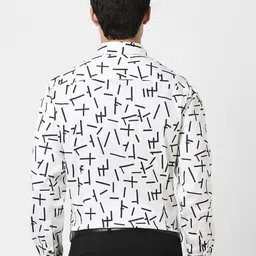 van heusen V Dot Men Spread Collar Geometric Printed Cotton Slim Fit Formal Shirt image 5