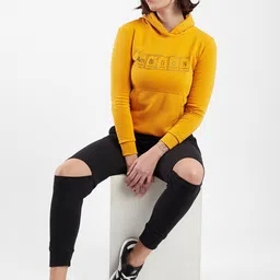 Campus Sutra Typography Printed Cotton Hooded Sweatshirt image 2