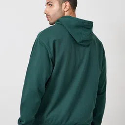 Styli Green Hooded Long Sleeves Relaxed Fit Front-Open Sweatshirt image 3