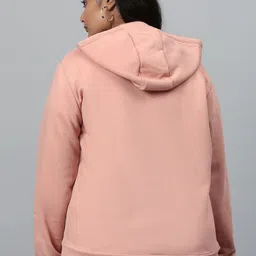 Instafab Plus Women Pink Typography Printed Hooded Sweatshirt image 5