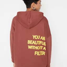 Trendyol Typography Printed Hooded Pullover Sweatshirt image 2