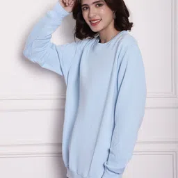 Imsa Moda Typography Printed Pullover Ribbed Sweatshirt image 4