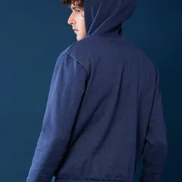 Campus Sutra Men Blue Hooded Sweatshirt image 4