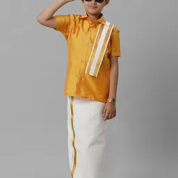 Ramraj Boys Short Sleeves Shirt With Veshti & Panchakacham image 4