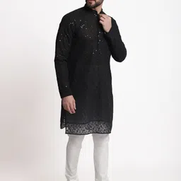 TREEMODA Ethnic Motifs Embroidered Regular Chikankari Kurta With Pyjamas image 4