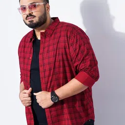 The Indian Garage Co Plus Size Windowpane Checked Cotton Casual Shirt image 4