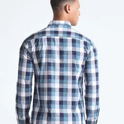 Flying Machine Spread Collar Slim Fit Opaque Checked Cotton Casual Shirt image 4
