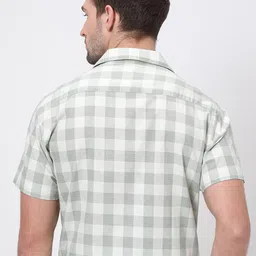 Mufti Relaxed Gingham Checked Cuban Collar Cotton Casual Shirt image 4