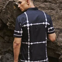 Dash and Dot Relaxed Windowpane Checks Organic Cotton Checked Casual Shirt image 4