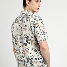 Campus Sutra Men Comfort Oversized Cuban Collar Printed Bohemian Casual Shirt image 4