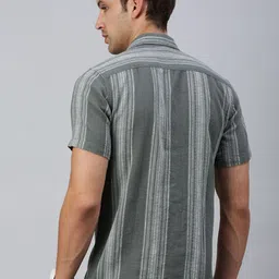 Classic Polo Men Slim Fit Opaque Striped Casual Shirt image 2