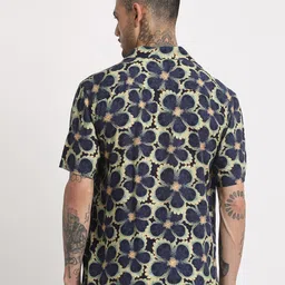THE BEAR HOUSE Regular Fit Floral Printed Cuban Collar Casual Shirt image 4