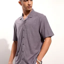 HIGHLANDER Relaxed Fit Drop Shoulder Cuban Collar Half Sleeve Shirt image 3