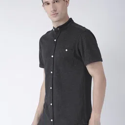 Club York Men Charcoal Standard Solid Casual Shirt image 3
