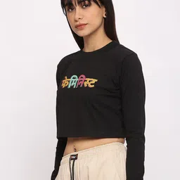 Pink Guava Typography Printed Crop Pure Cotton T-shirt image 5