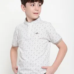 Octave Boys Floral Printed Mandarin Collar T-shirt image 4