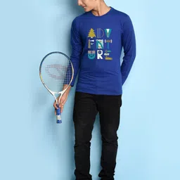 NUSYL Boys Blue Typography Printed T-shirt image 4