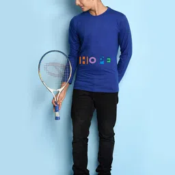 NUSYL Boys Blue Solid T-shirt image 3