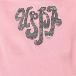 U.S. Polo Assn. Kids Girls Embellished Cuffed Sleeves Cotton Regular T-shirt image 4