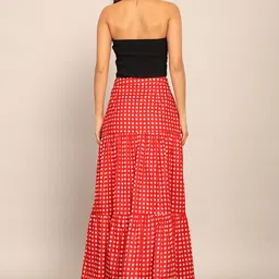 KAORI BY SHREYA AGARWAL Bliss Pure Cotton Crop Top With Checked Tiered Maxi Skirt Co-Ords image 2