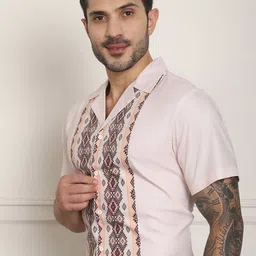 Indian Needle Classic Ethnic Motifs Printed Cuban Collar Formal Shirt image 4