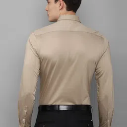 Louis Philippe Permapress Men Beige Slim Fit Cotton Wrinkle Free Formal Shirt image 4