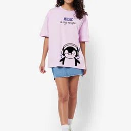 Bewakoof Music Is My Escape Graphic Printed Drop-Shoulder Sleeves Cotton T-shirt image 5