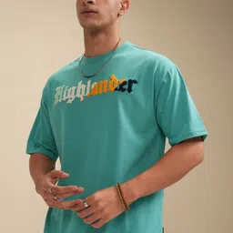 HIGHLANDER Men Typography Printed V-Neck Applique T-shirt image 4