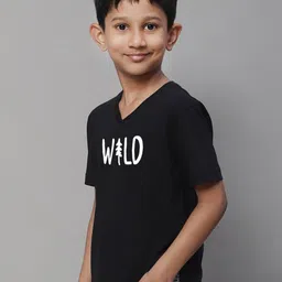 Friskers Boys Typography Printed V-Neck Cotton Bio Wash Regular T-shirt image 4