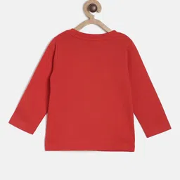 MINI KLUB Boys Red  Blue Typography Pack of 2 Printed Pure Cotton T-shirts image 4