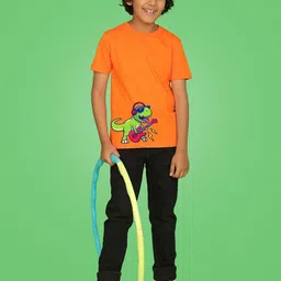 NUSYL Boys Graphic Printed Round Neck T-shirt image 3