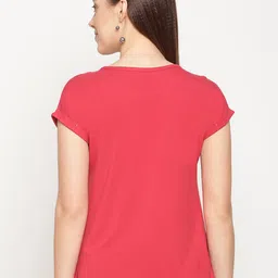 METTLE Women Coral Extended Sleeves Cotton T-shirt image 3