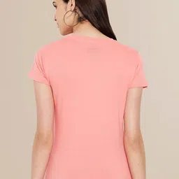 Fabflee Women Fluorescent Green & Peach-Coloured Pack Of 2 Printed Cotton T-shirt image 5