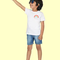 NUSYL Boys Rainbow Printed Round Neck Cotton T-shirt image 4