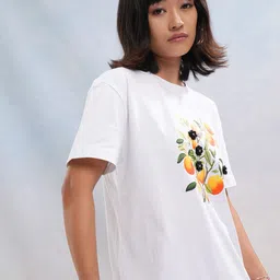 street by tokyo talkies Tokyo Talkies Women Graphic Printed Drop-Shoulder Sleeves Cotton Relaxed Fit T-shirt image 4